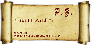 Pribill Zalán névjegykártya